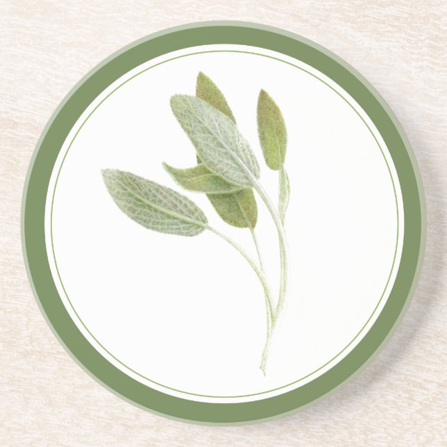 SALVIA FRESCO Posavasos de Arenisca Redondo (-text (Frente)