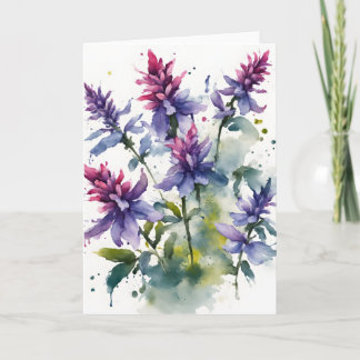 Salvia - Tarjeta de flores de acuarela