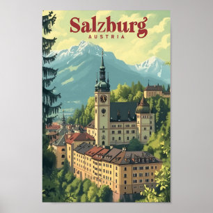 Salzburgo Austria Ilustracion de viajes de arte vi