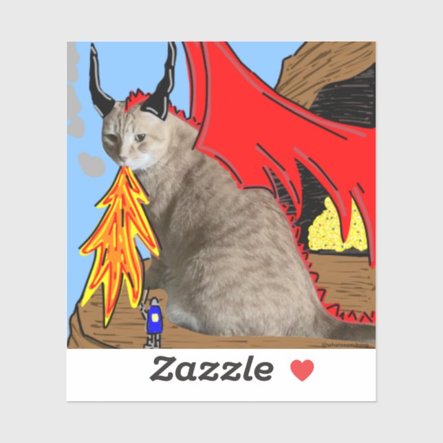 Sam Le Cat Dragon Vinyl Pegatina (Hoja)