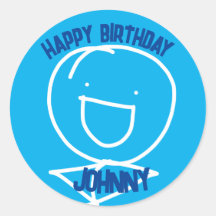 Sam Stickman Birthday Classic Round Pegatina