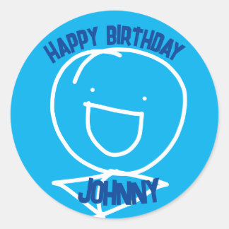 Sam Stickman Birthday Classic Round Pegatina