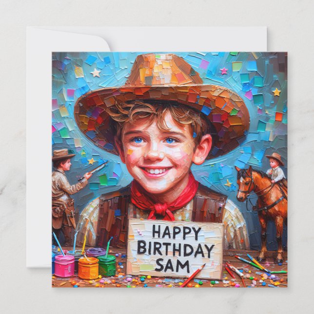 SAM ~ Tarjeta de cumpleaños ~ Cowboy ~ Tarjeta pla (Anverso)