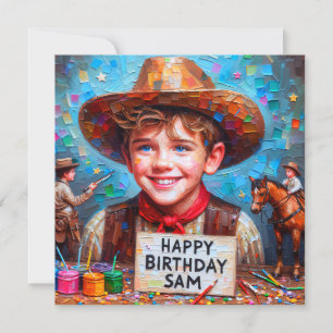 SAM ~ Tarjeta de cumpleaños ~ Cowboy ~ Tarjeta pla
