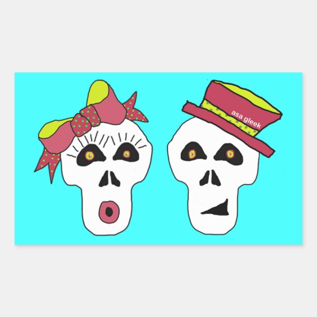 Sam y Sally Skull Pegatina (Anverso)