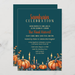 Samhain Fiesta Fall Pumpkins & Candles Invitación