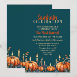 Samhain Fiesta Fall Pumpkins & Candles Invitación