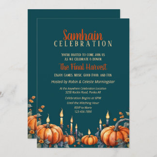 Samhain Fiesta Fall Pumpkins & Candles Invitación