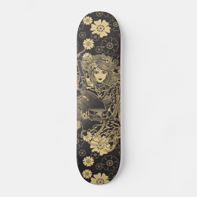 Samouraïs Skateboards femme guerrière japonaise (Anverso)