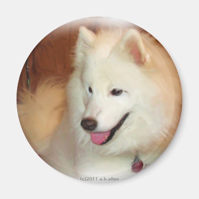 Samoyed con imán digital de efectos de pintura de  (Frente)