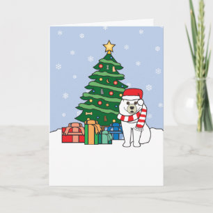 Samoyed y Árbol de Navidad