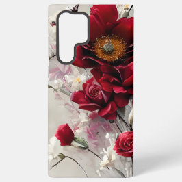 Samsung Galaxy S22 Ultra Elegante Funda de Rosas Rojas y Flores para Smartp