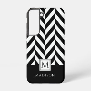 Samsung Galaxy S22 Elegante Monograma Funda para iPhone negro y blanc
