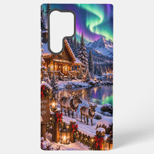 Samsung Galaxy S22 Ultra Funda para teléfono de cabaña de Navidad Aurora