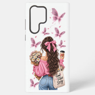 Samsung Galaxy S22 Ultra Funda para teléfono de chica mariposa boho   Buena