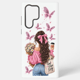 Samsung Galaxy S22 Ultra Funda para teléfono de chica mariposa boho | Buena