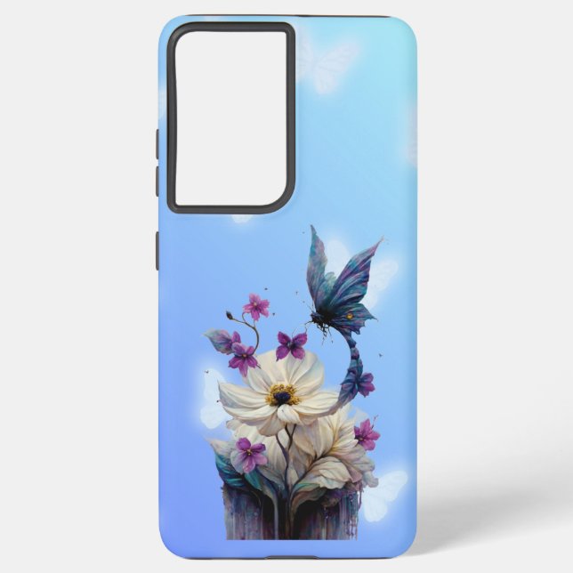 Samsung Galaxy Funda para teléfono de flores blancas (Reverso )