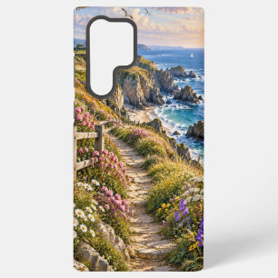 Samsung Galaxy S22 Ultra Funda para teléfono de puesta de sol de flores sil