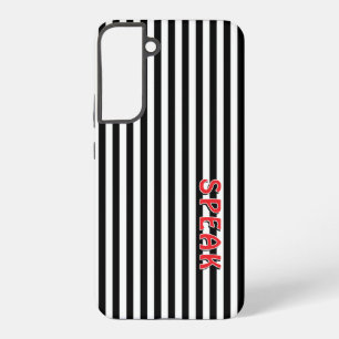 Samsung Galaxy S22+ Habla Black White Stripes Red Funda para Teléfono