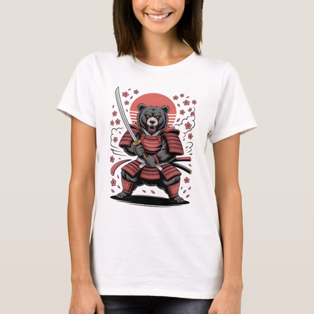 Samurai Bear  camiseta básica para mujer (Anverso)