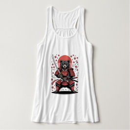 Samurai Bear Canvas Flowy Racerback Tank Top