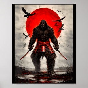 Samurái Bigfoot Arte Gráfico Vintage Japonés Diver