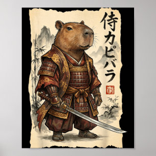 Samurái Carpincho Arte Japonés Gráfico Vintage Div