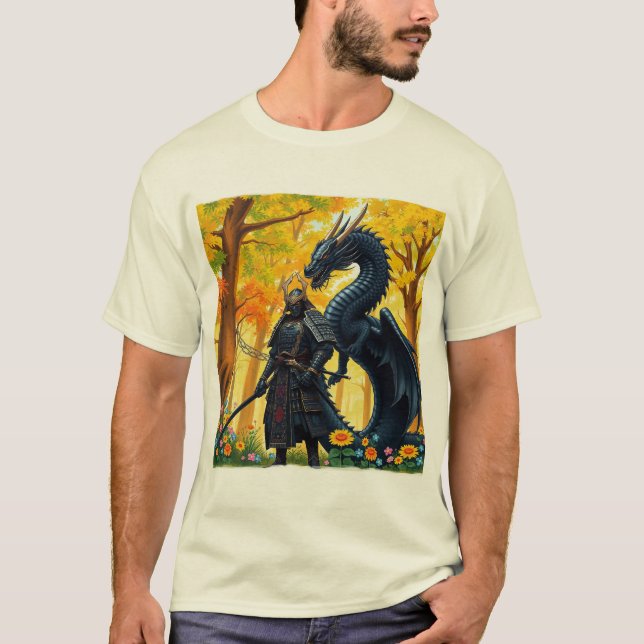 Samurai con Dragon | Camiseta (Anverso)