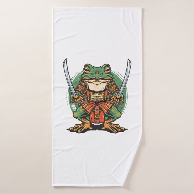  Samurai frog warrior  (Toalla de baño)