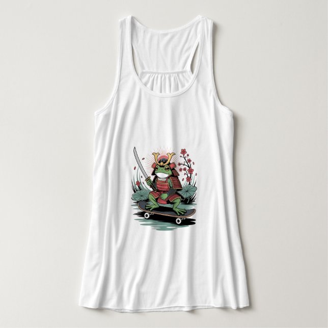  Samurai frog warrior Flowy Racerback Tank Top (Diseño del anverso)