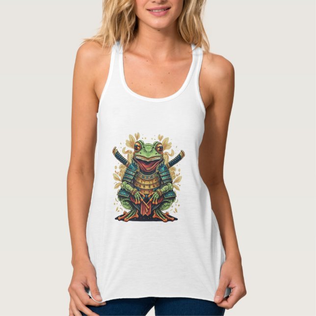 Samurai frog warrior Flowy Racerback Tank Top (Anverso)