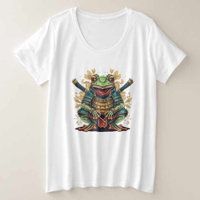 Samurai frog warrior Womens Plus Size T-Shirt (Anverso del diseño)