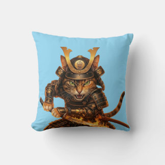 Samurai Gato Naranja - Almohada de Arte Japonés
