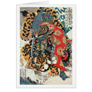 Samurai lucha contra un tigre, Kuniyoshi, Ukiyo-e