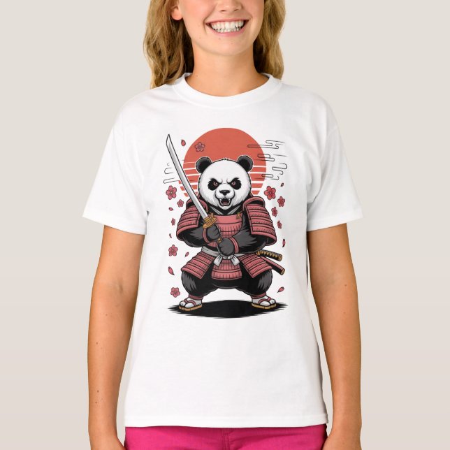Samurai Panda  Bear Kids Camiseta Básica (Anverso)