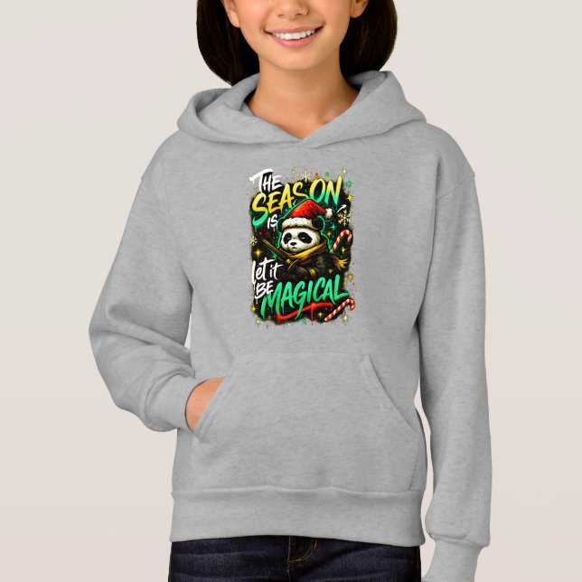 Samurai Panda Girls' Hoodie Magical Christmas art (Anverso)