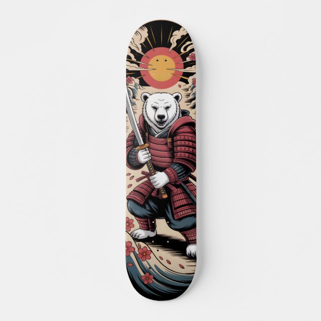 Samurai Polar Bear warrior Skateboard (Anverso )