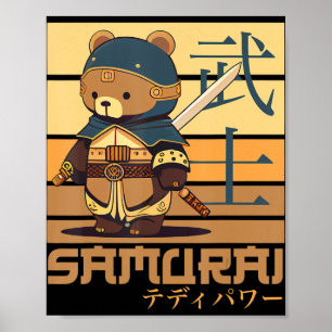 Samurái Retro Teddy Arte Japonés Perfecto para Ani
