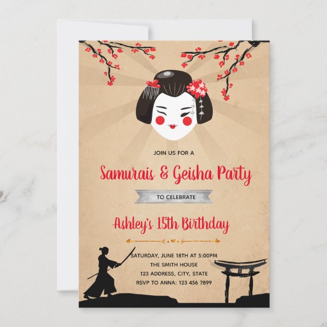 Samurais e invitación a la geisha (Anverso)