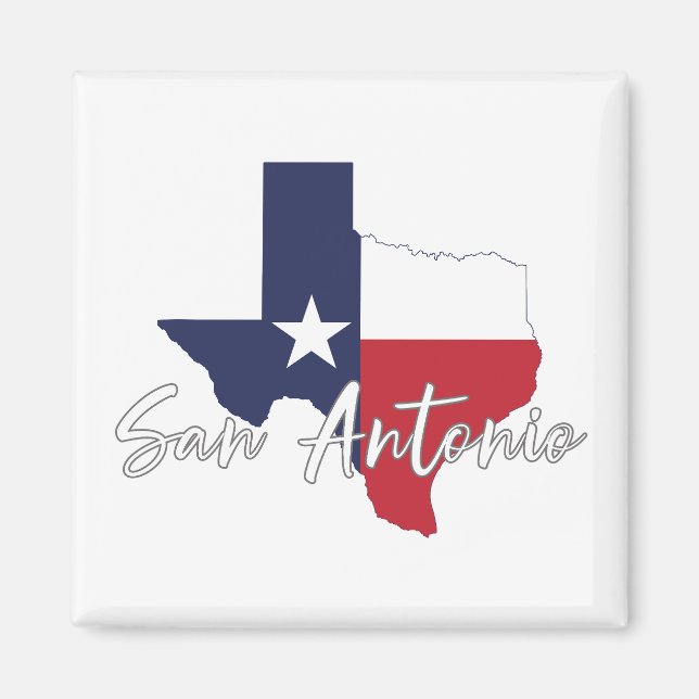 San Antonio, imán de mapas de bandera de Texas (Frente)