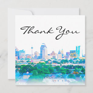 San Antonio Skyline - Tarjeta de agradecimiento