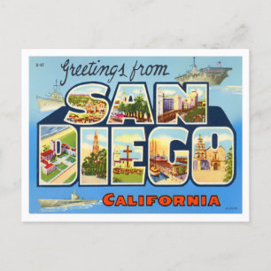 San Diego, California, postal de las grandes letra