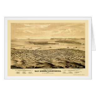 San Diego, mapa panorámico de CA - 1876