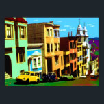 San Francisco Nob Hill - Impresión de arte pop<br><div class="desc">San Francisco Nob Hill - con casas coloridas en Nob Hill en San Francisco,  California,  creadas en un colorido estilo Pop Art.</div>