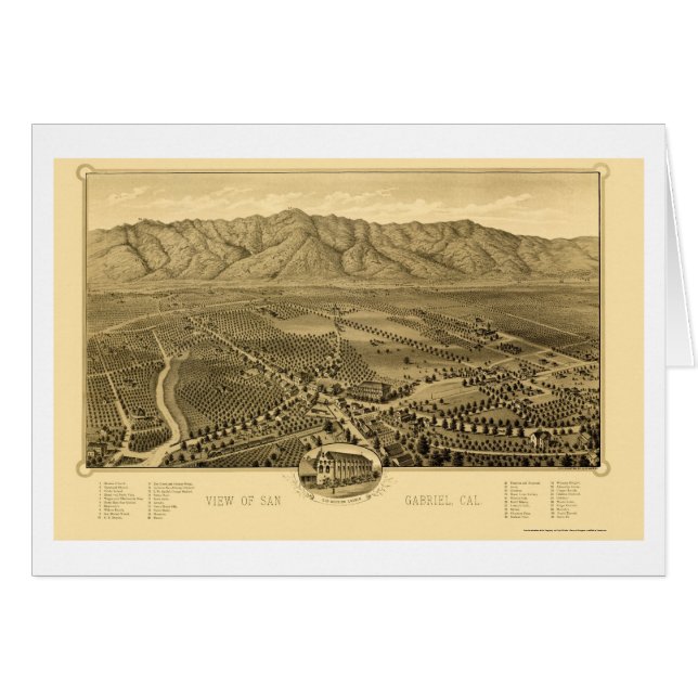 San Gabriel, mapa panorámico de CA - 1893 (Anverso (Horizontal))
