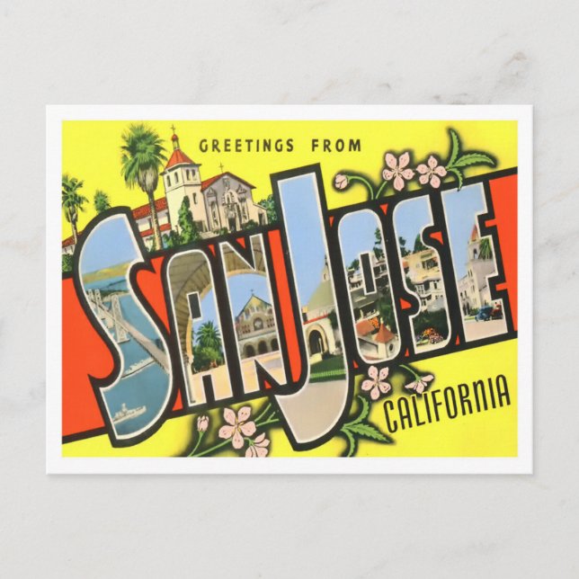 San José, California, postal de las grandes letras (Anverso)