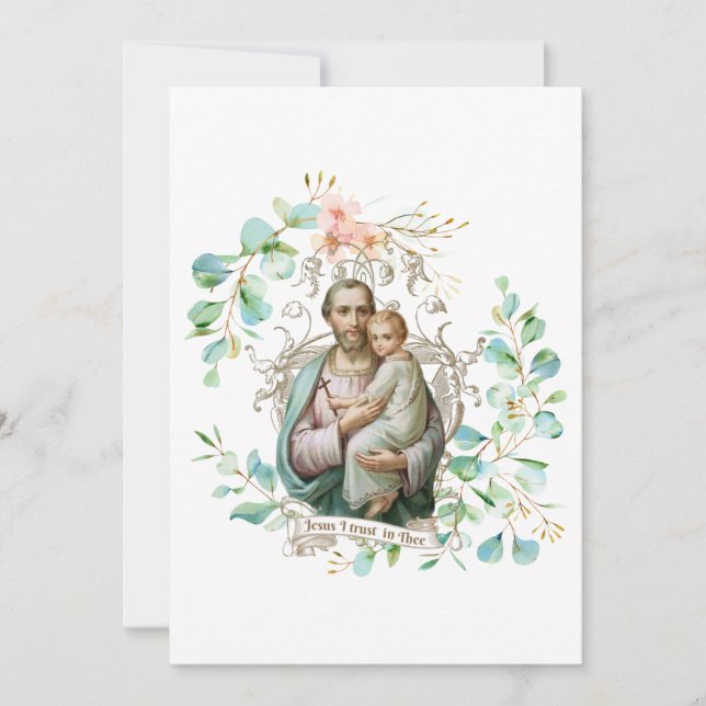 San José Jesús Floral Tarjeta Católica Religiosa (Anverso)