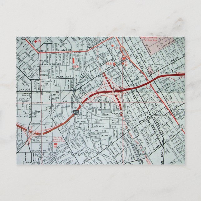 SAN JOSE, tarjeta postal de mapa de cosecha de CA (Anverso)