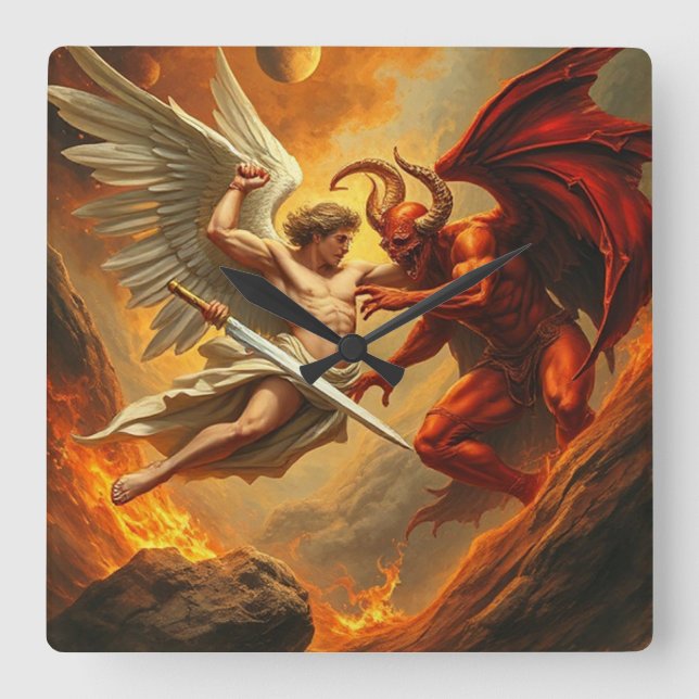 San Miguel el Arcángel pone el reloj del diablo (Anverso)