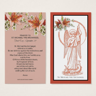 San Miguel la Sagrada Tarjeta de Oración Arcángel